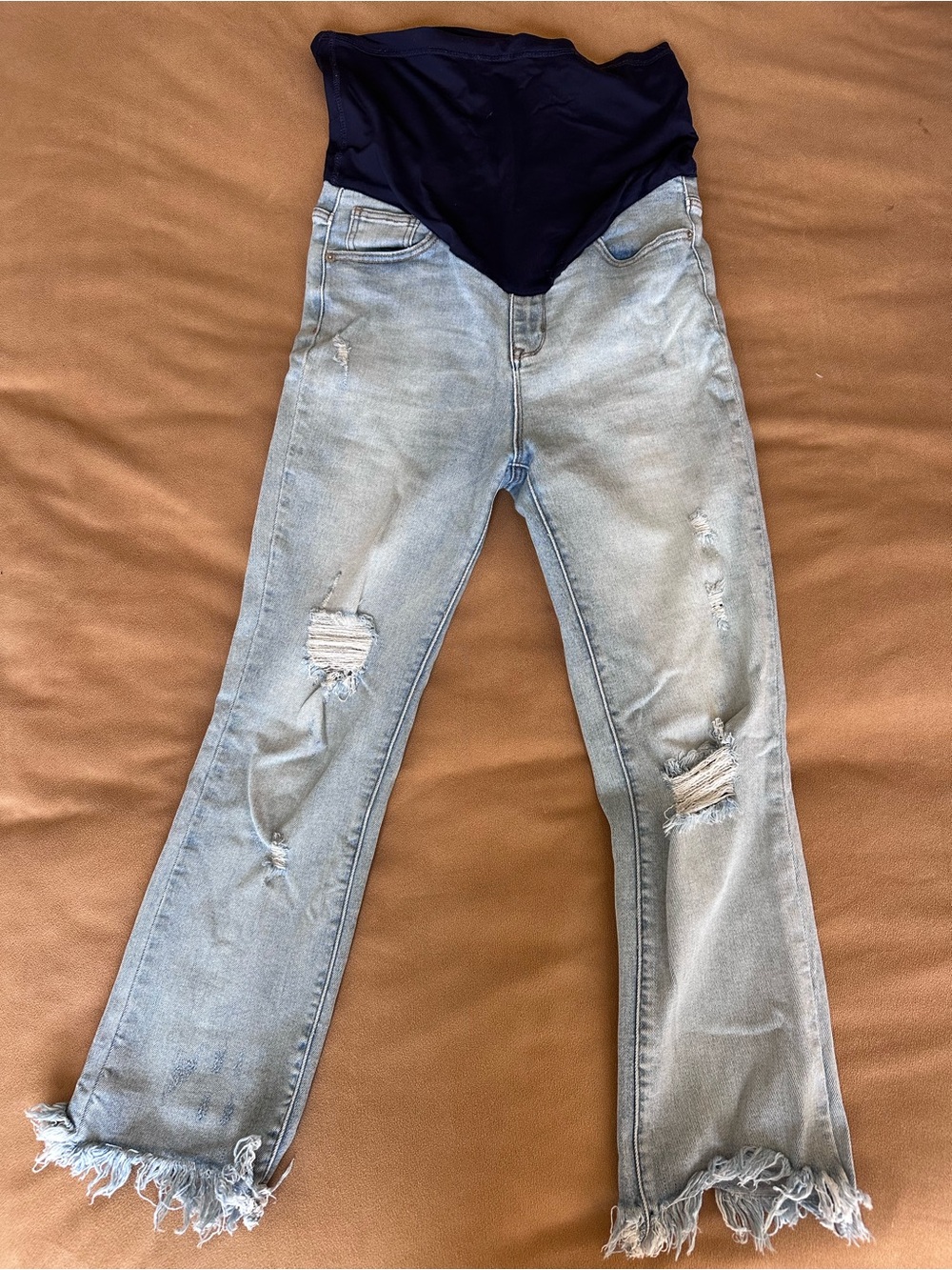 Pinkblush Light Blue Distressed Maternity Jeggings
